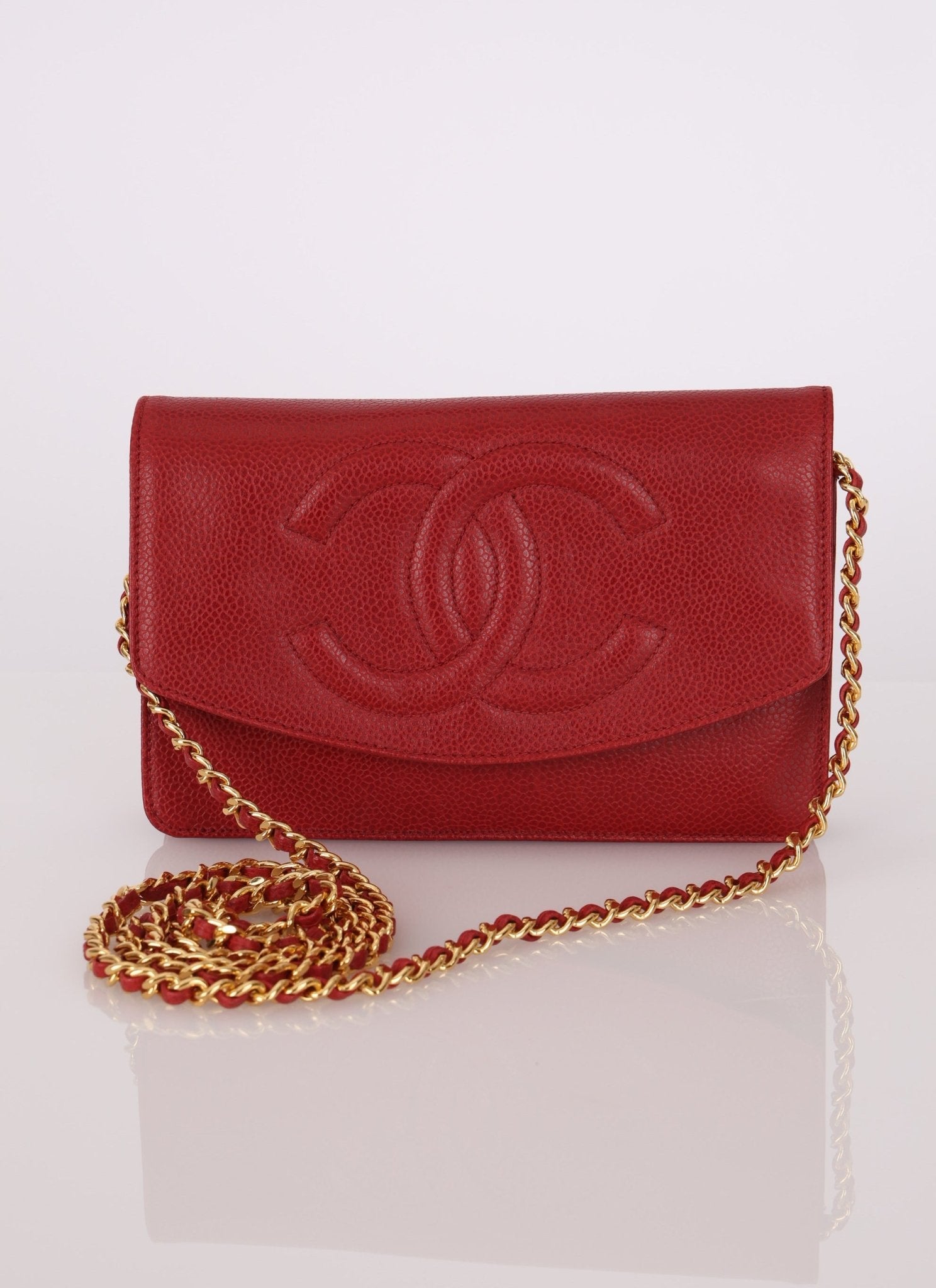 Chanel 1996 Red Caviar Timeless Wallet on Chain - FashioNica
