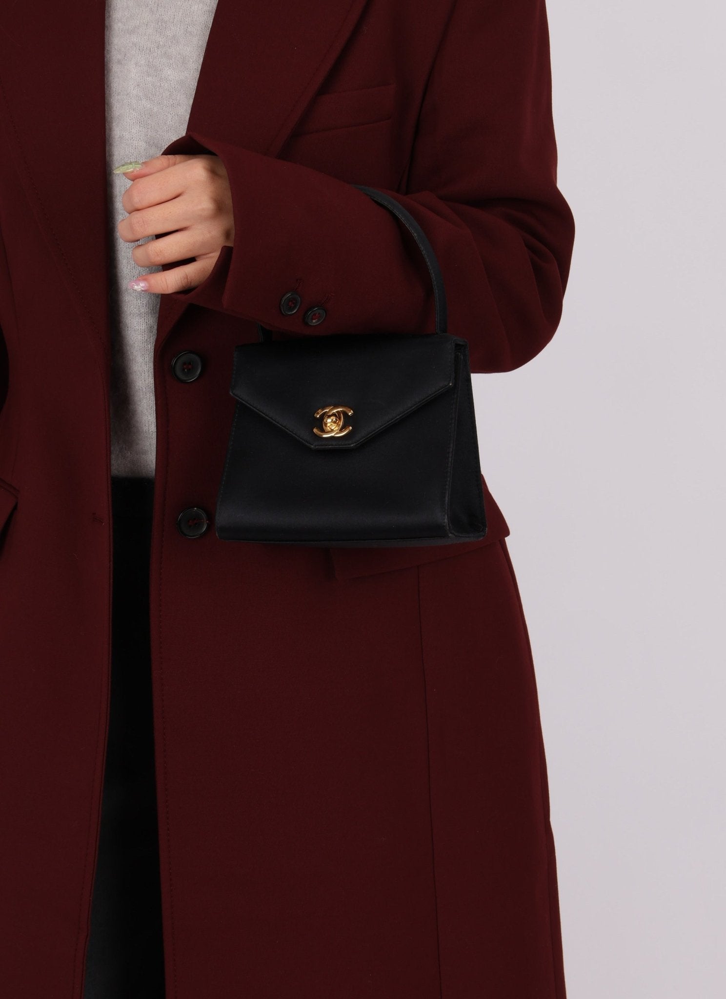 Chanel 1996 Satin Envelope Top Handle Mini Kelly - FashioNica