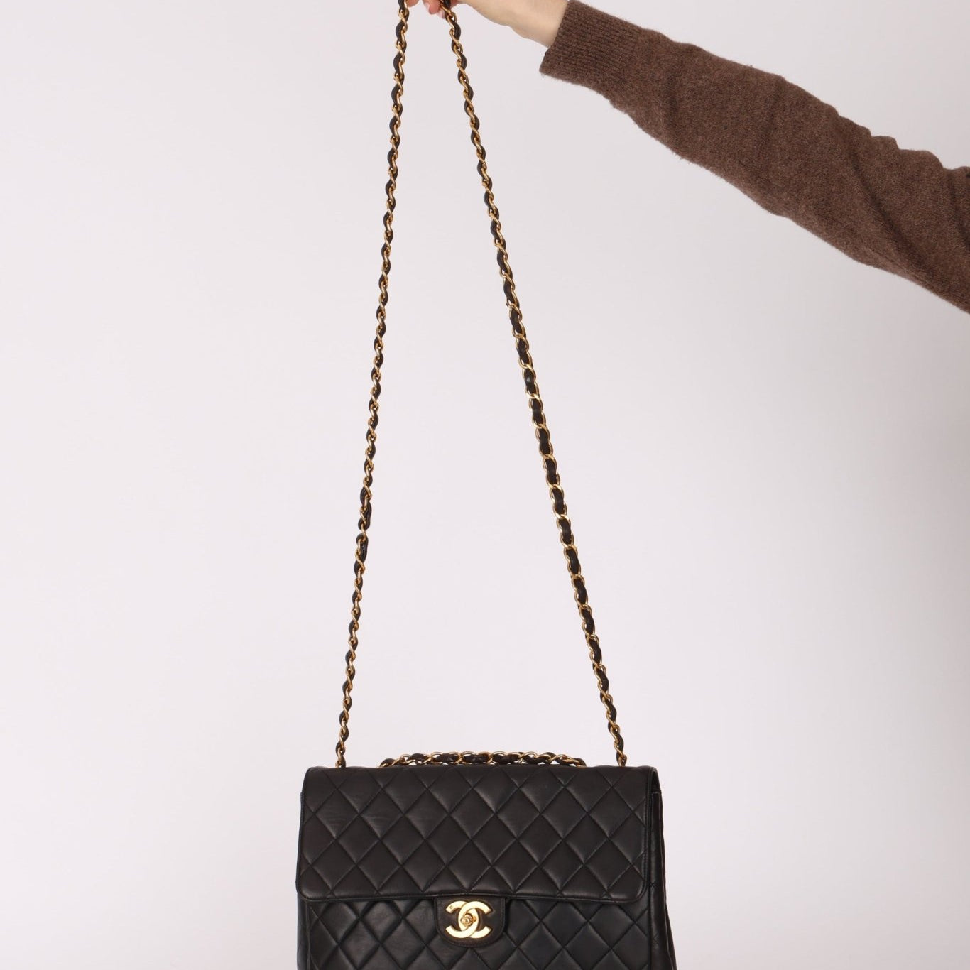 Chanel 1996 Turnlock Jumbo Flap Bag 24K GP - FashioNica