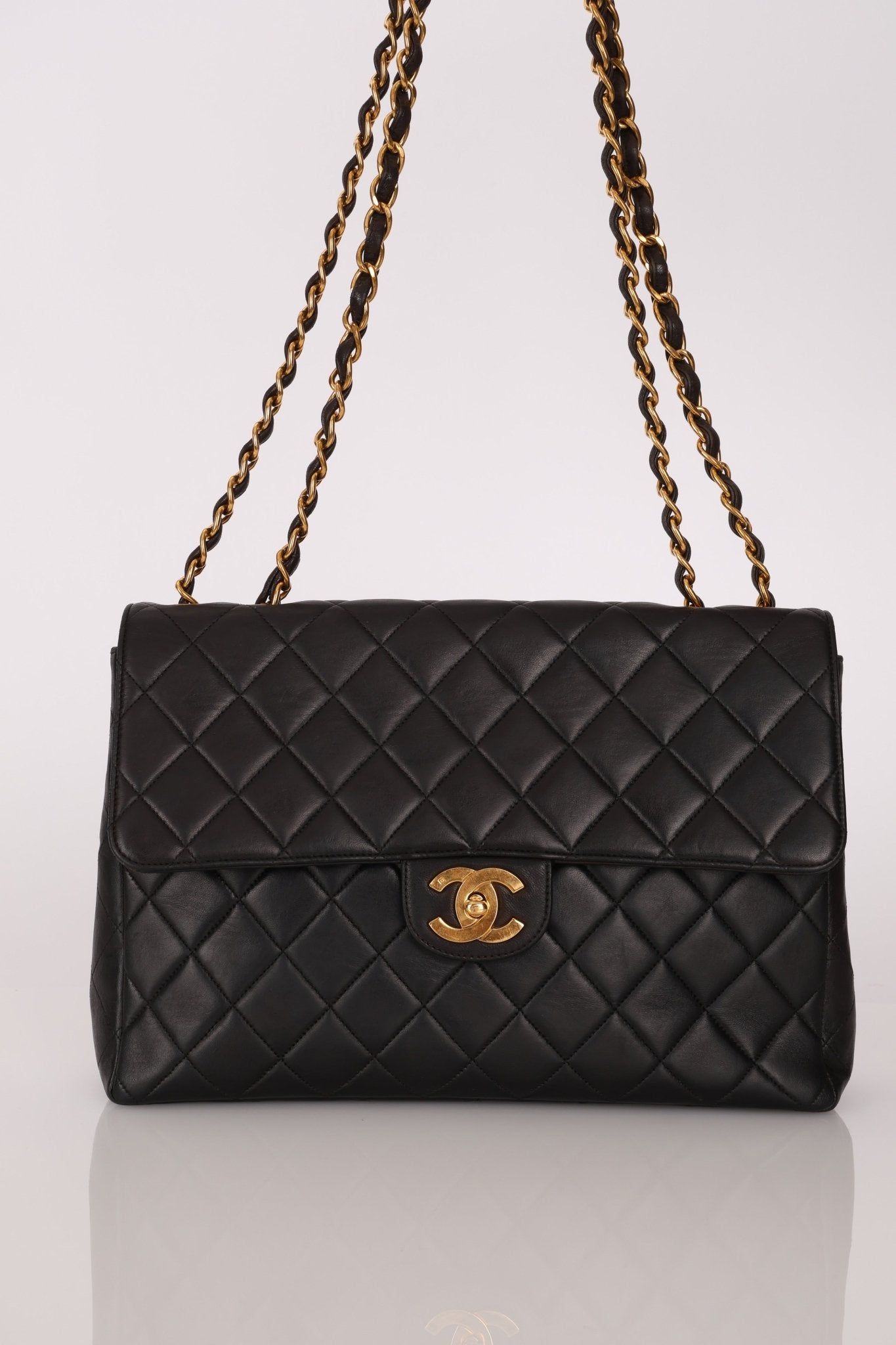 Chanel 1996 Turnlock Jumbo Flap Bag 24K GP - FashioNica
