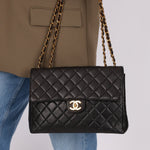 Chanel 1996 Turnlock Jumbo Flap Bag 24K GP - FashioNica