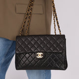 Chanel 1996 Turnlock Jumbo Flap Bag 24K GP - FashioNica