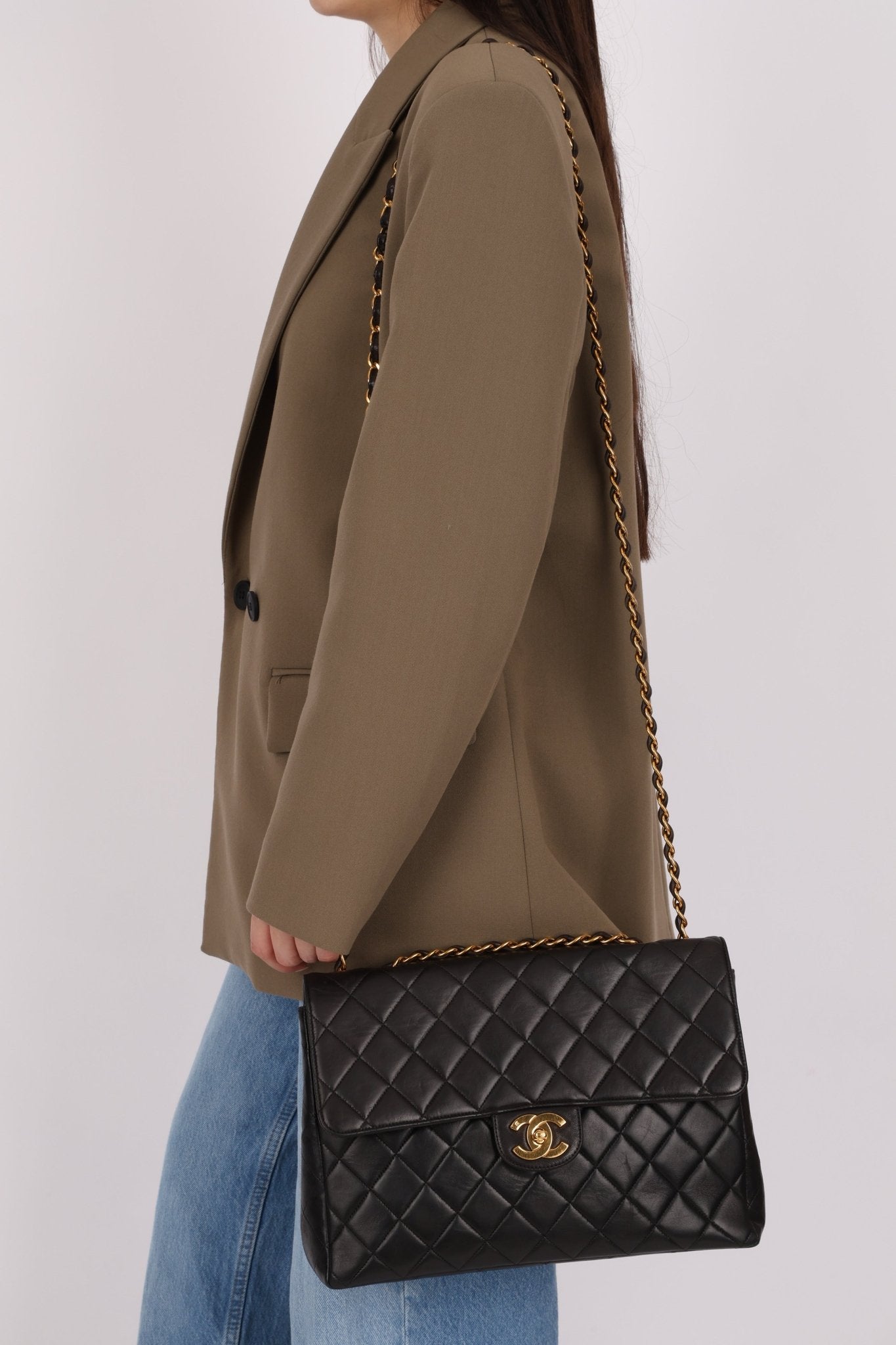 Chanel 1996 Turnlock Jumbo Flap Bag 24K GP - FashioNica