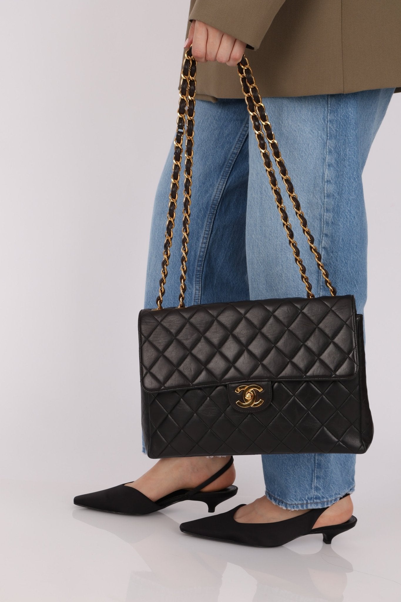 Chanel 1996 Turnlock Jumbo Flap Bag 24K GP - FashioNica