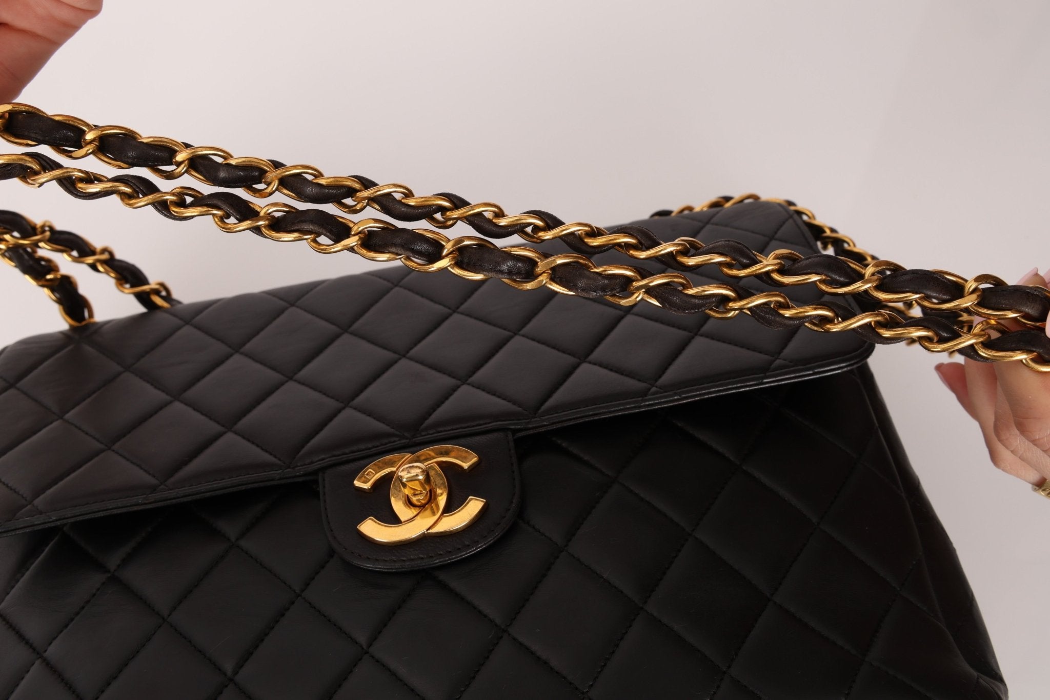Chanel 1996 Turnlock Jumbo Flap Bag 24K GP - FashioNica