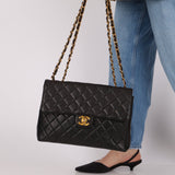 Chanel 1996 Turnlock Jumbo Flap Bag 24K GP - FashioNica
