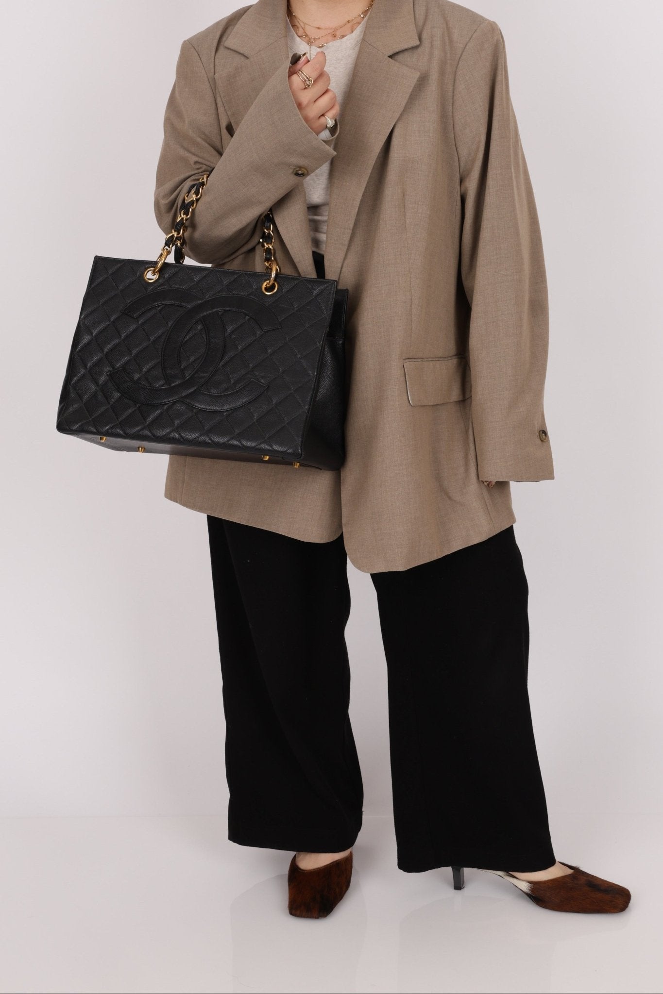 Chanel 1996 Vintage Caviar Grand Shopping Tote 24K GP - FashioNica