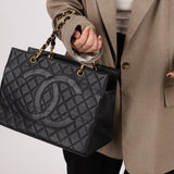 Chanel 1996 Vintage Caviar Grand Shopping Tote 24K GP - FashioNica