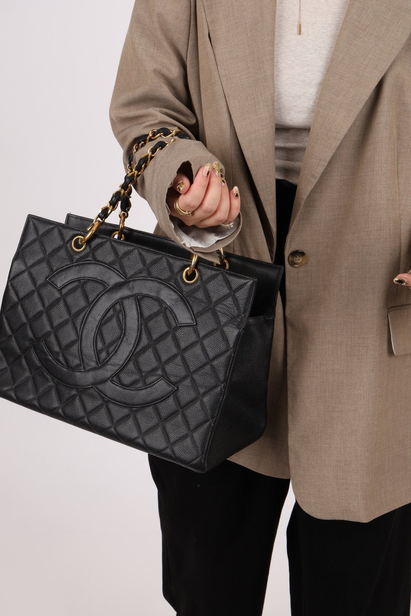 Chanel 1996 Vintage Caviar Grand Shopping Tote 24K GP - FashioNica