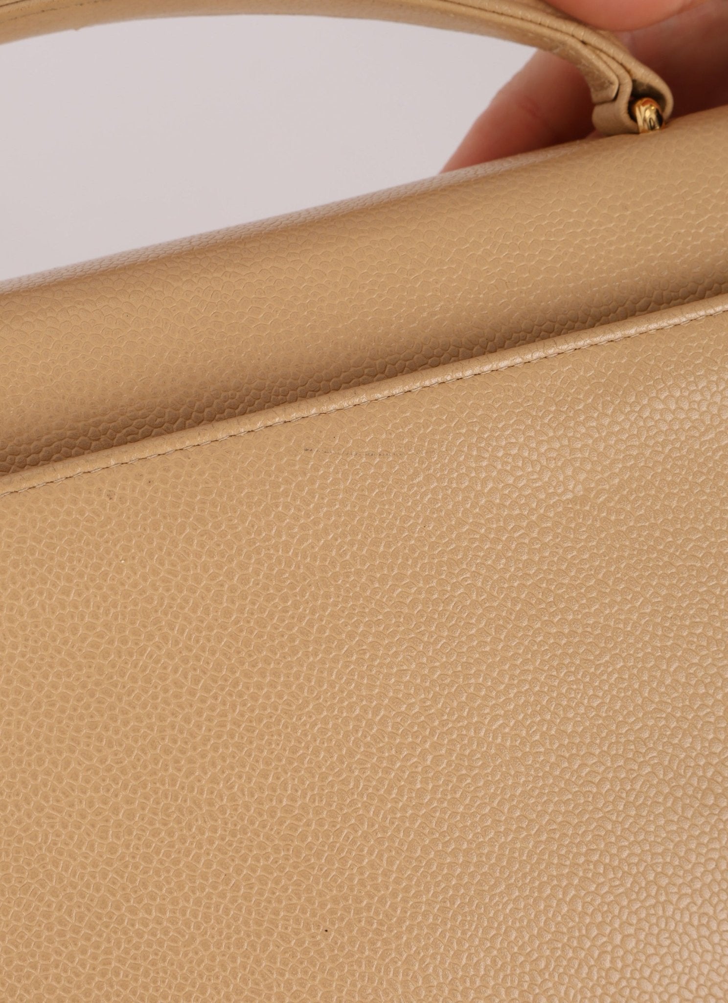 Chanel 1997 Beige Caviar XL Turnlock Briefcase - FashioNica