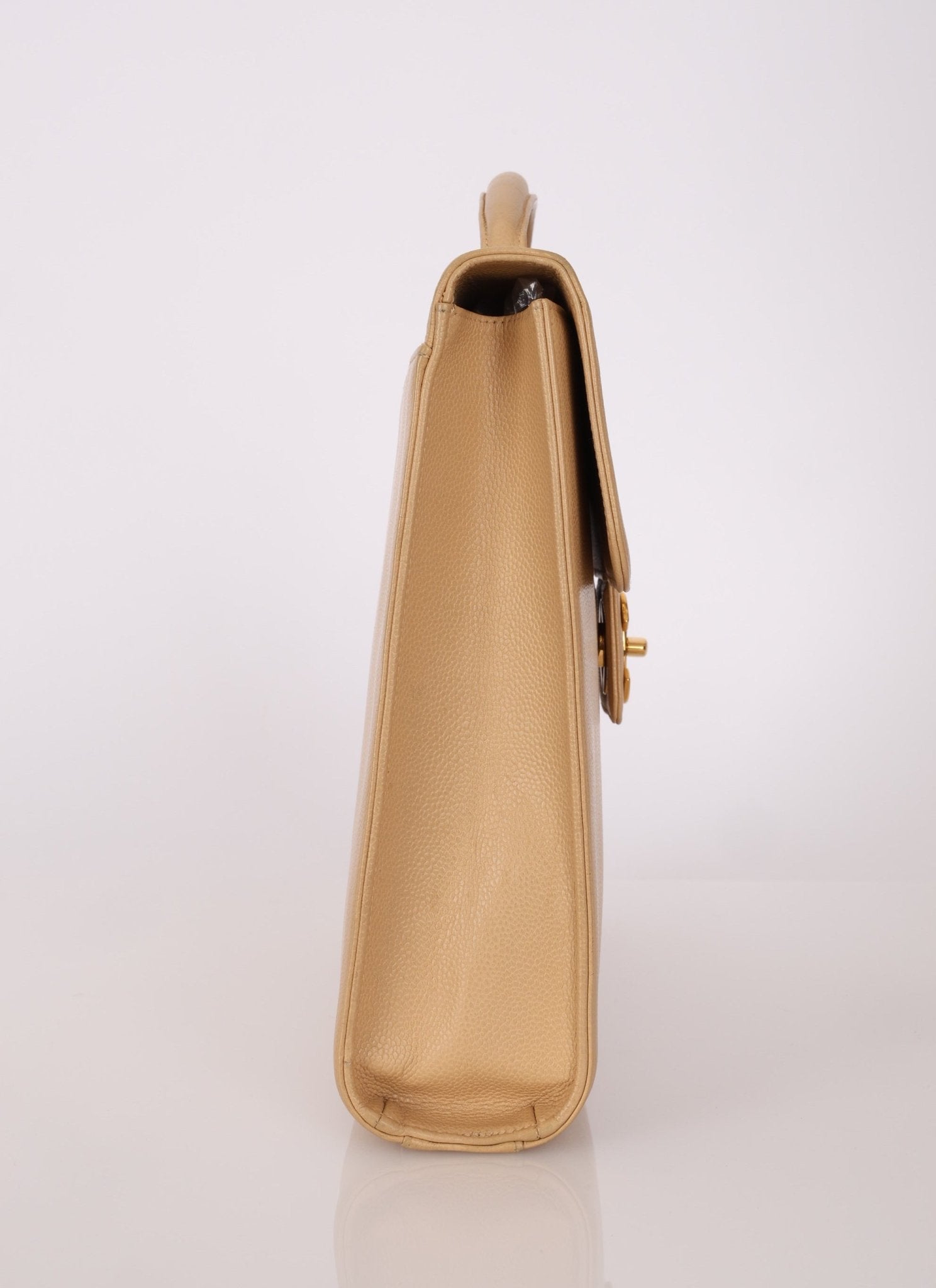 Chanel 1997 Beige Caviar XL Turnlock Briefcase - FashioNica