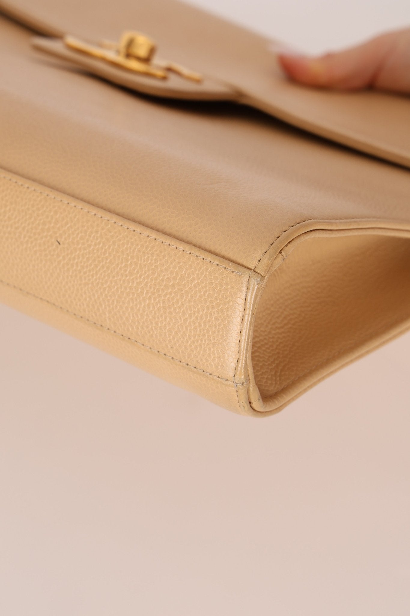 Chanel 1997 Beige Caviar XL Turnlock Briefcase 24K GP - FashioNica