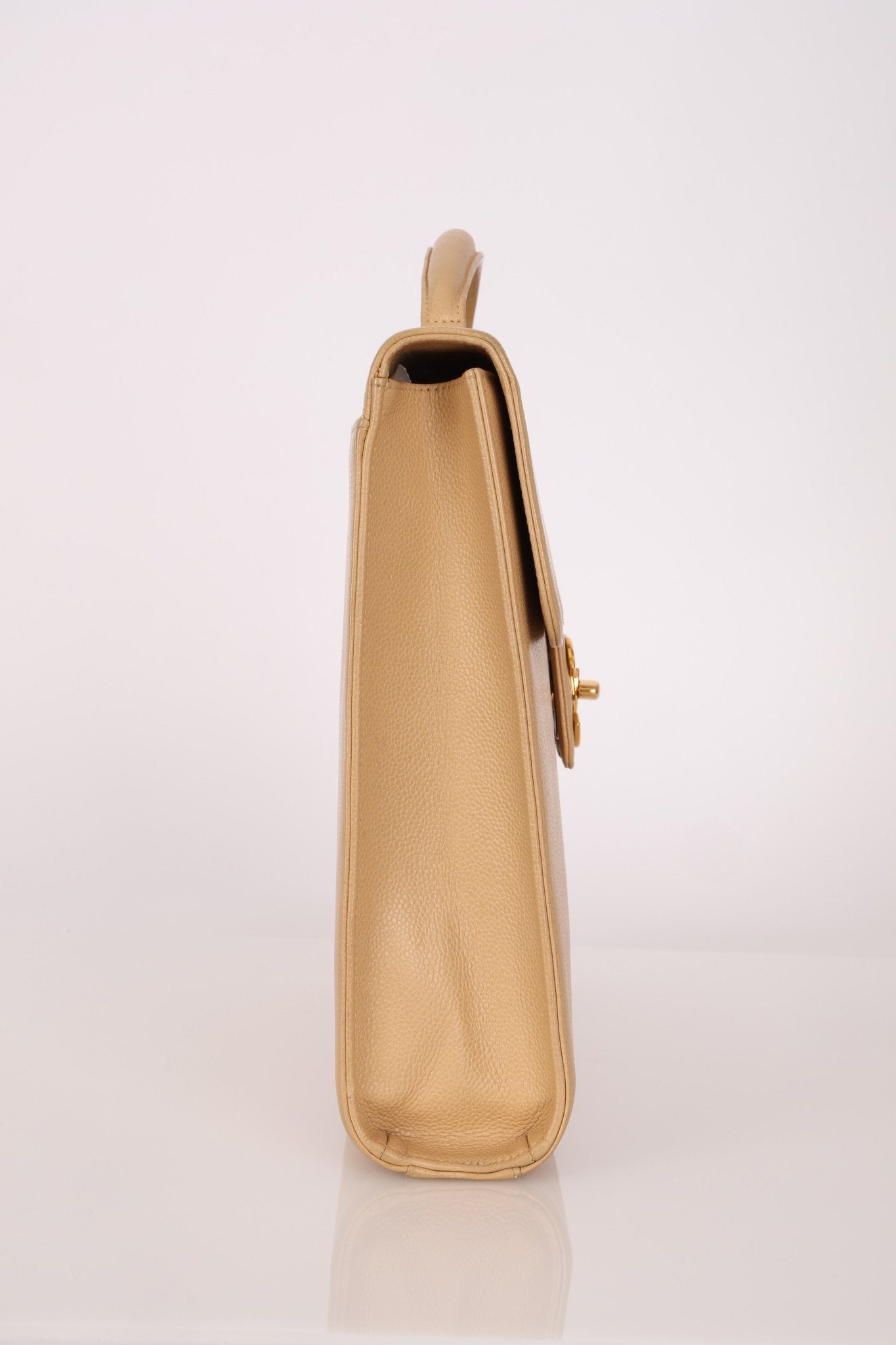 Chanel 1997 Beige Caviar XL Turnlock Briefcase 24K GP - FashioNica