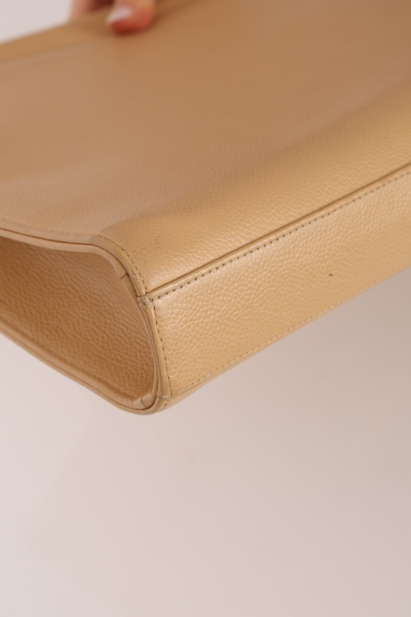 Chanel 1997 Beige Caviar XL Turnlock Briefcase 24K GP - FashioNica