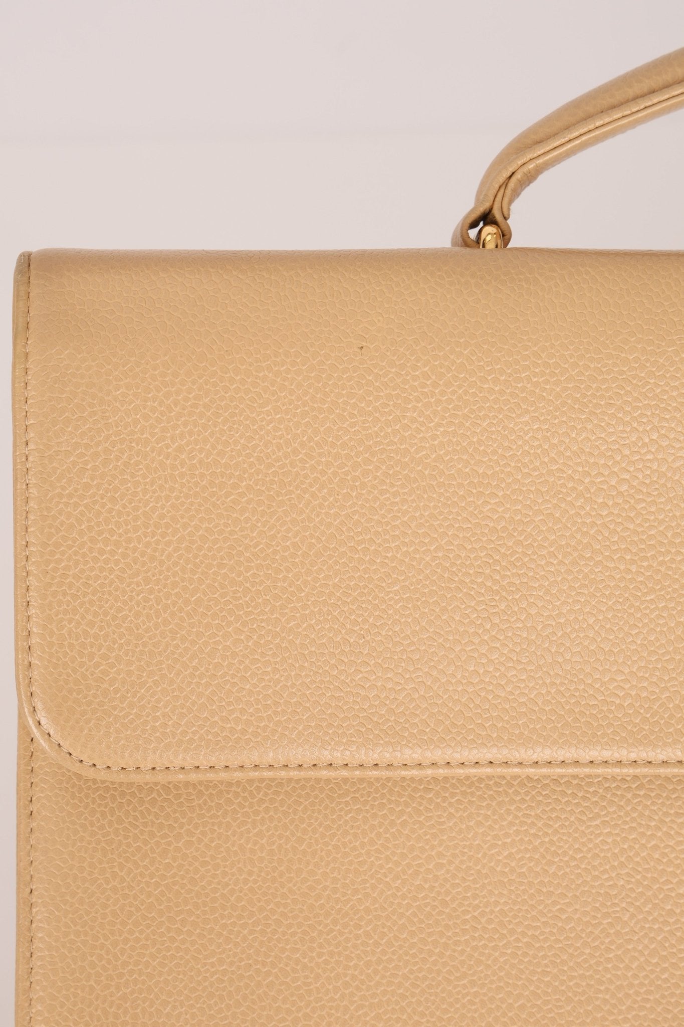 Chanel 1997 Beige Caviar XL Turnlock Briefcase 24K GP - FashioNica