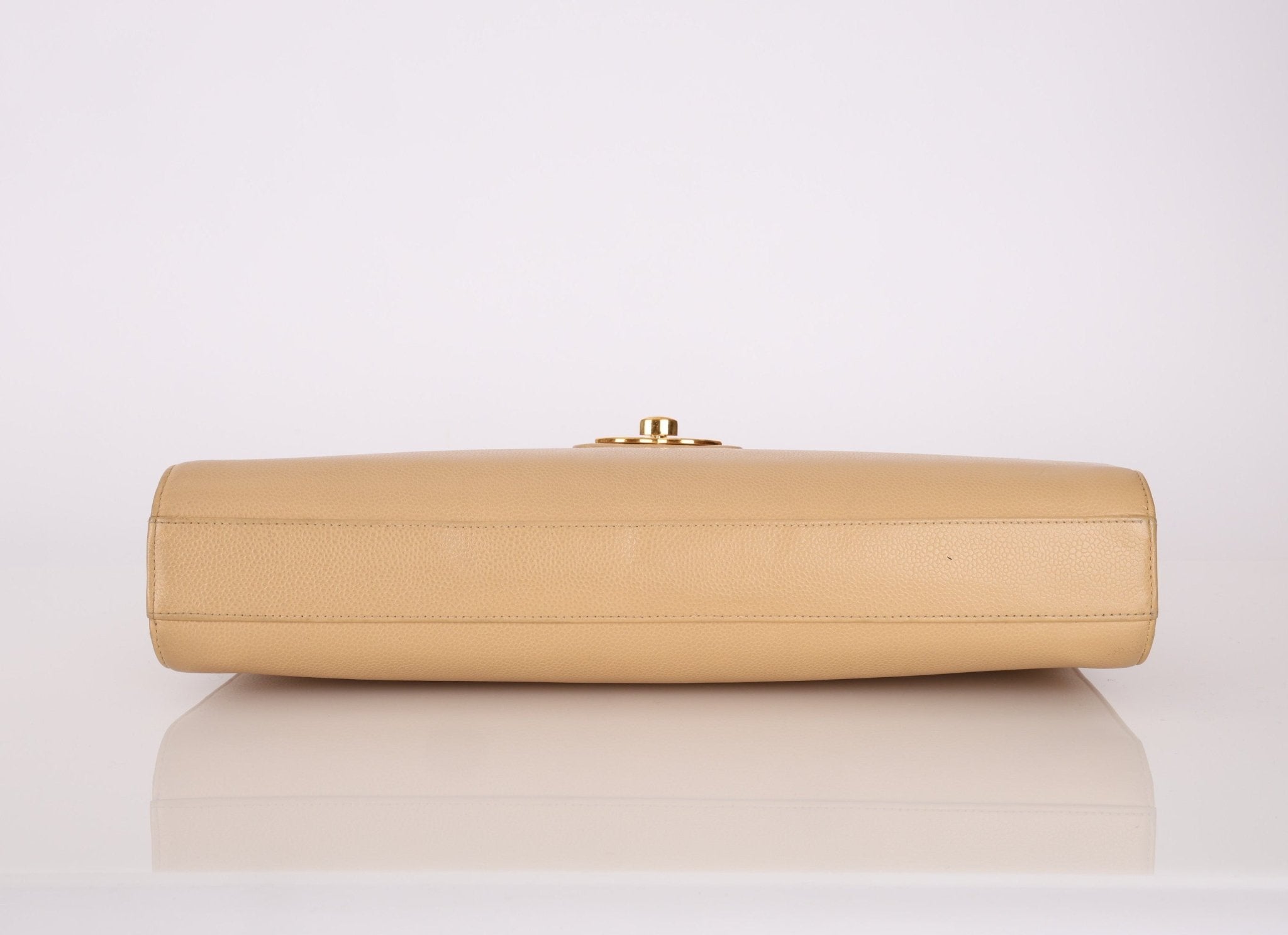 Chanel 1997 Beige Caviar XL Turnlock Briefcase - FashioNica