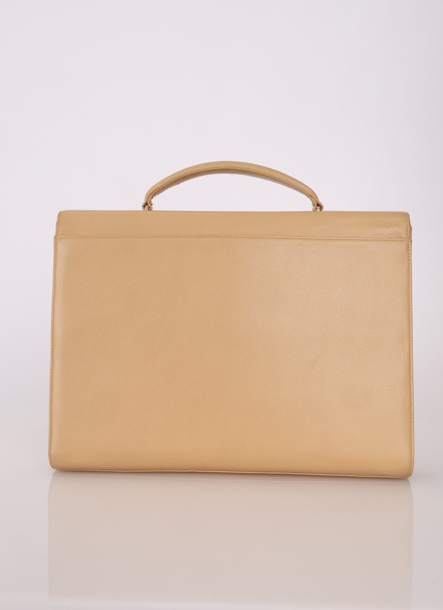 Chanel 1997 Beige Caviar XL Turnlock Briefcase - FashioNica