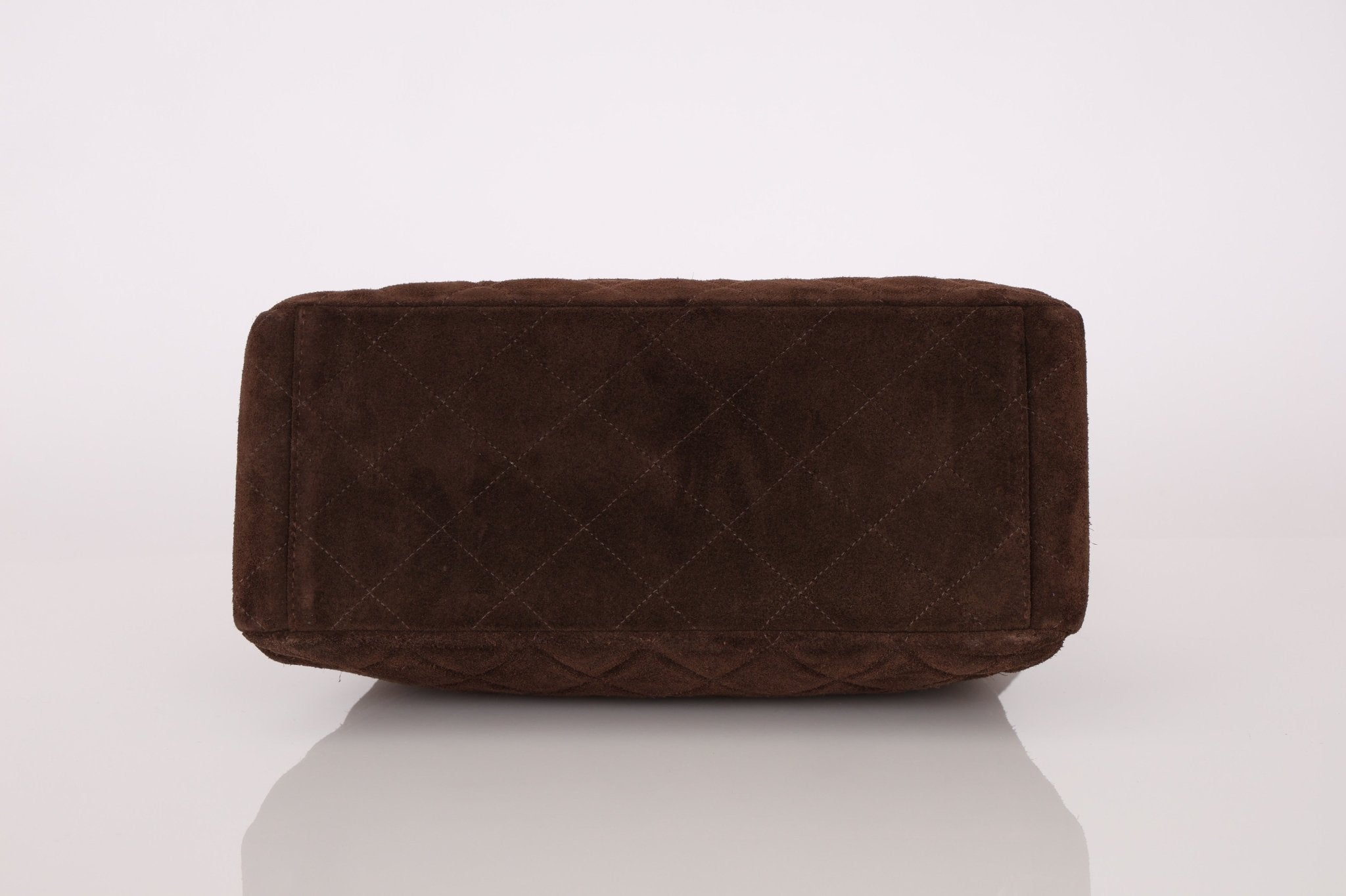 Chanel 1997 Brown Suede Turnlock Shoulder Bag 24k GP - FashioNica