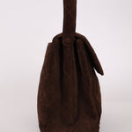 Chanel 1997 Brown Suede Turnlock Shoulder Bag 24k GP - FashioNica