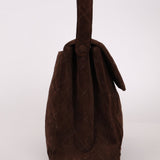 Chanel 1997 Brown Suede Turnlock Shoulder Bag 24k GP - FashioNica