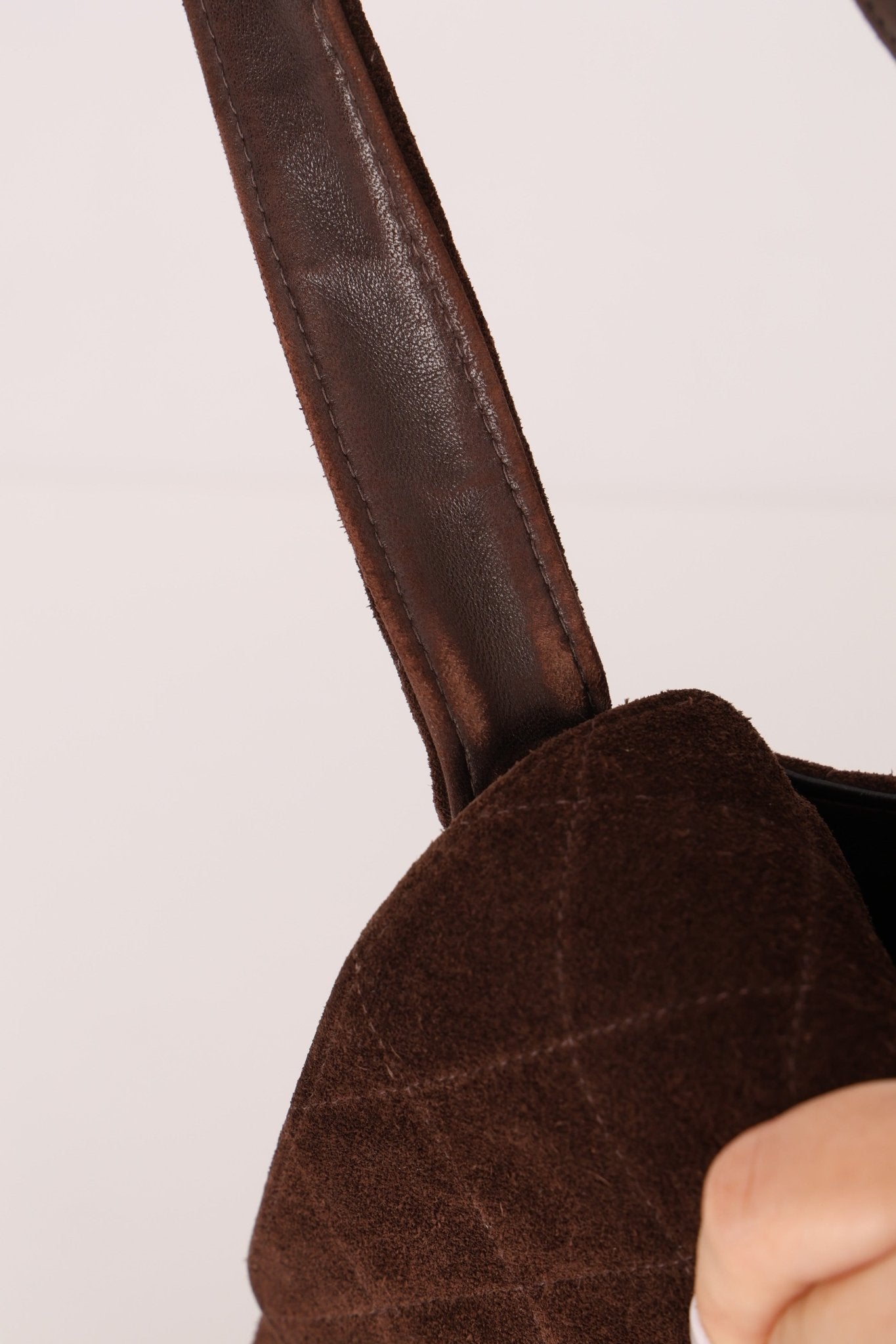 Chanel 1997 Brown Suede Turnlock Shoulder Bag 24k GP - FashioNica