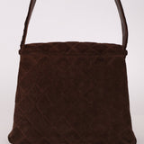 Chanel 1997 Brown Suede Turnlock Shoulder Bag 24k GP - FashioNica