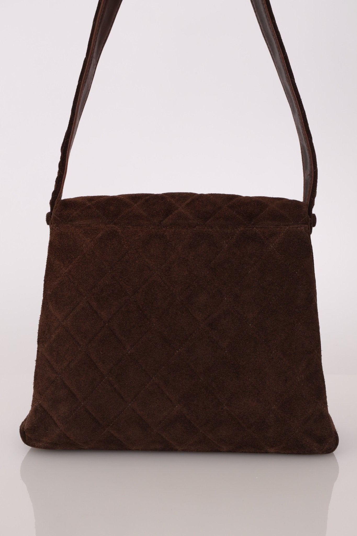 Chanel 1997 Brown Suede Turnlock Shoulder Bag 24k GP - FashioNica