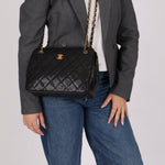 Chanel 1997 Caviar Camera Bag Turnlock Chain Tote 24K GP - FashioNica