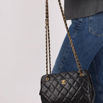 Chanel 1997 Caviar Camera Bag Turnlock Chain Tote 24K GP - FashioNica