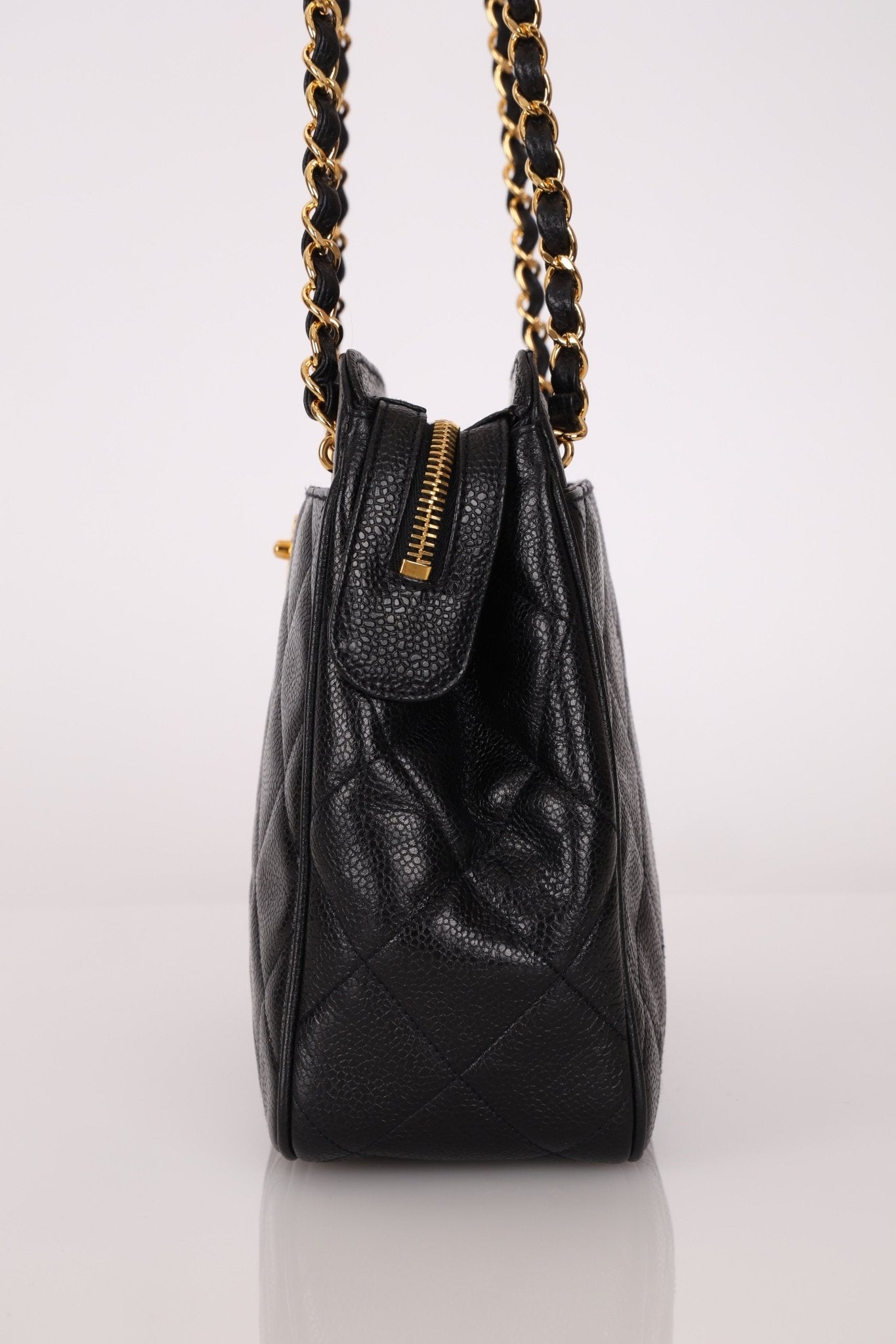 Chanel 1997 Caviar Camera Bag Turnlock Chain Tote 24K GP - FashioNica