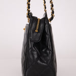 Chanel 1997 Caviar Camera Bag Turnlock Chain Tote 24K GP - FashioNica