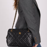 Chanel 1997 Caviar Camera Bag Turnlock Chain Tote 24K GP - FashioNica