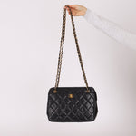 Chanel 1997 Caviar Camera Bag Turnlock Chain Tote 24K GP - FashioNica