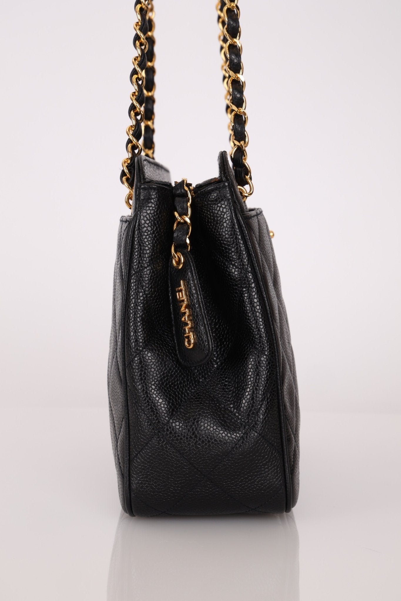 Chanel 1997 Caviar Camera Bag Turnlock Chain Tote 24K GP - FashioNica