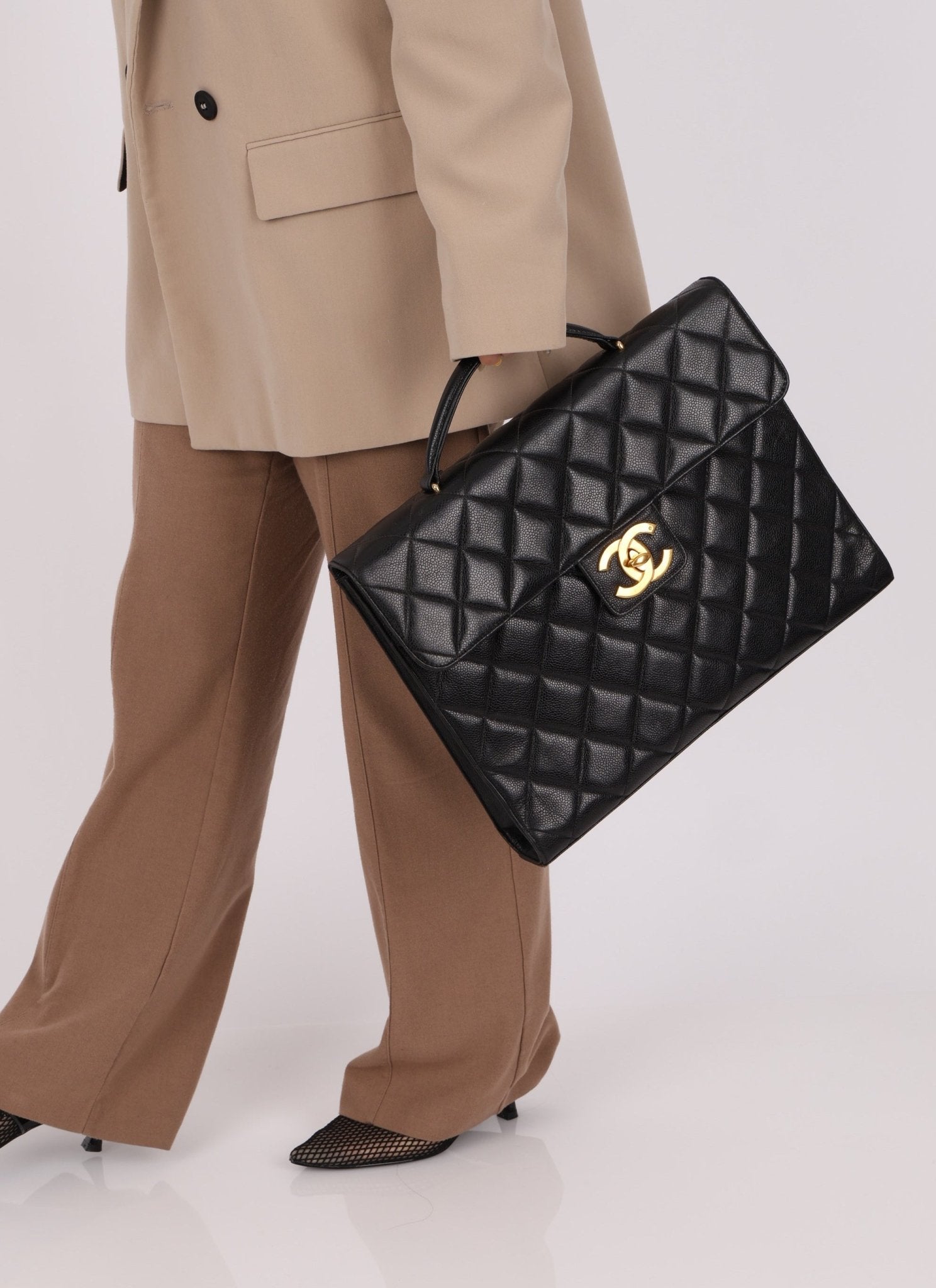 Chanel 1997 Caviar Large Turnlock Briefcase - FashioNica