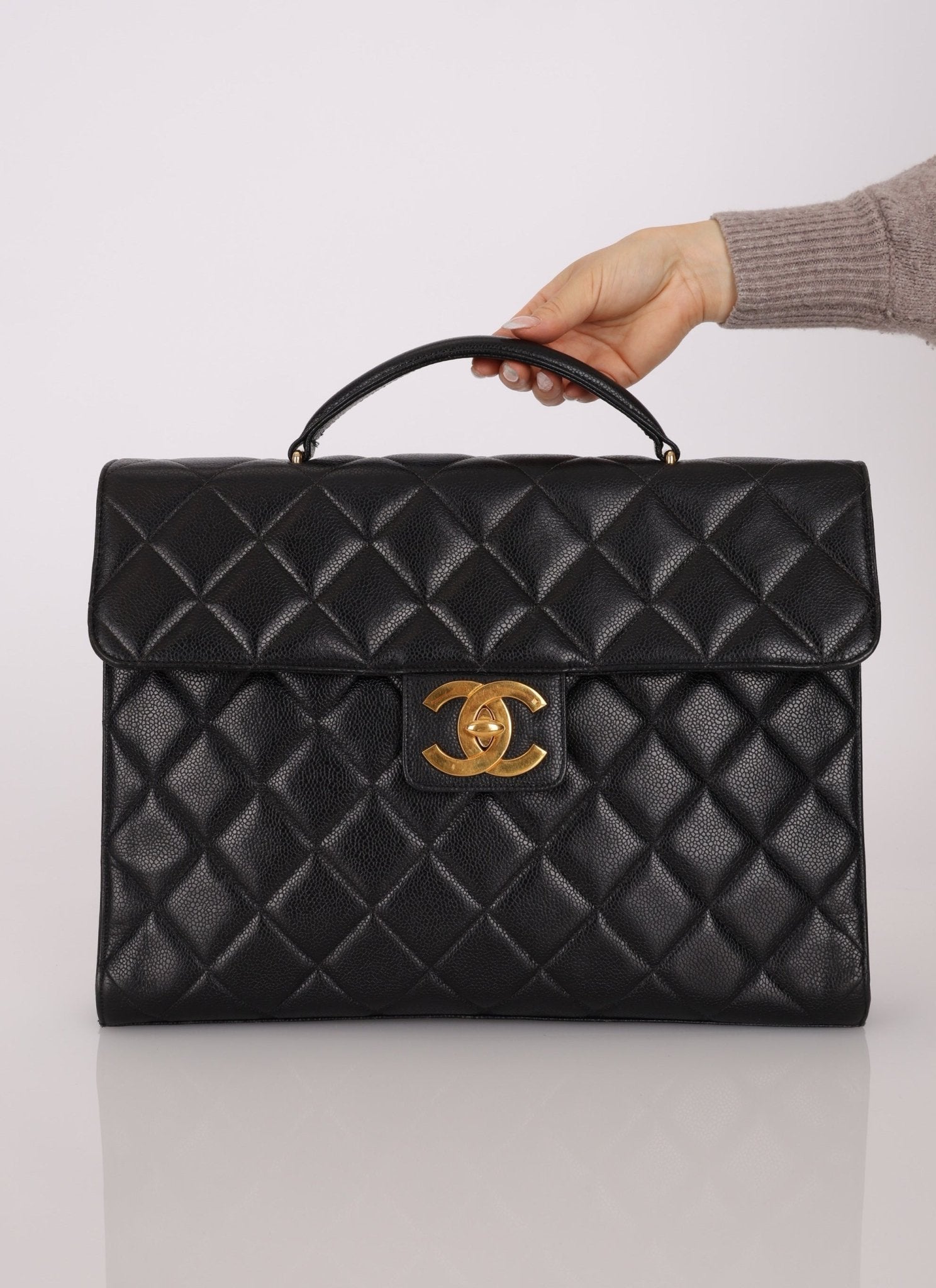 Chanel 1997 Caviar Large Turnlock Briefcase - FashioNica
