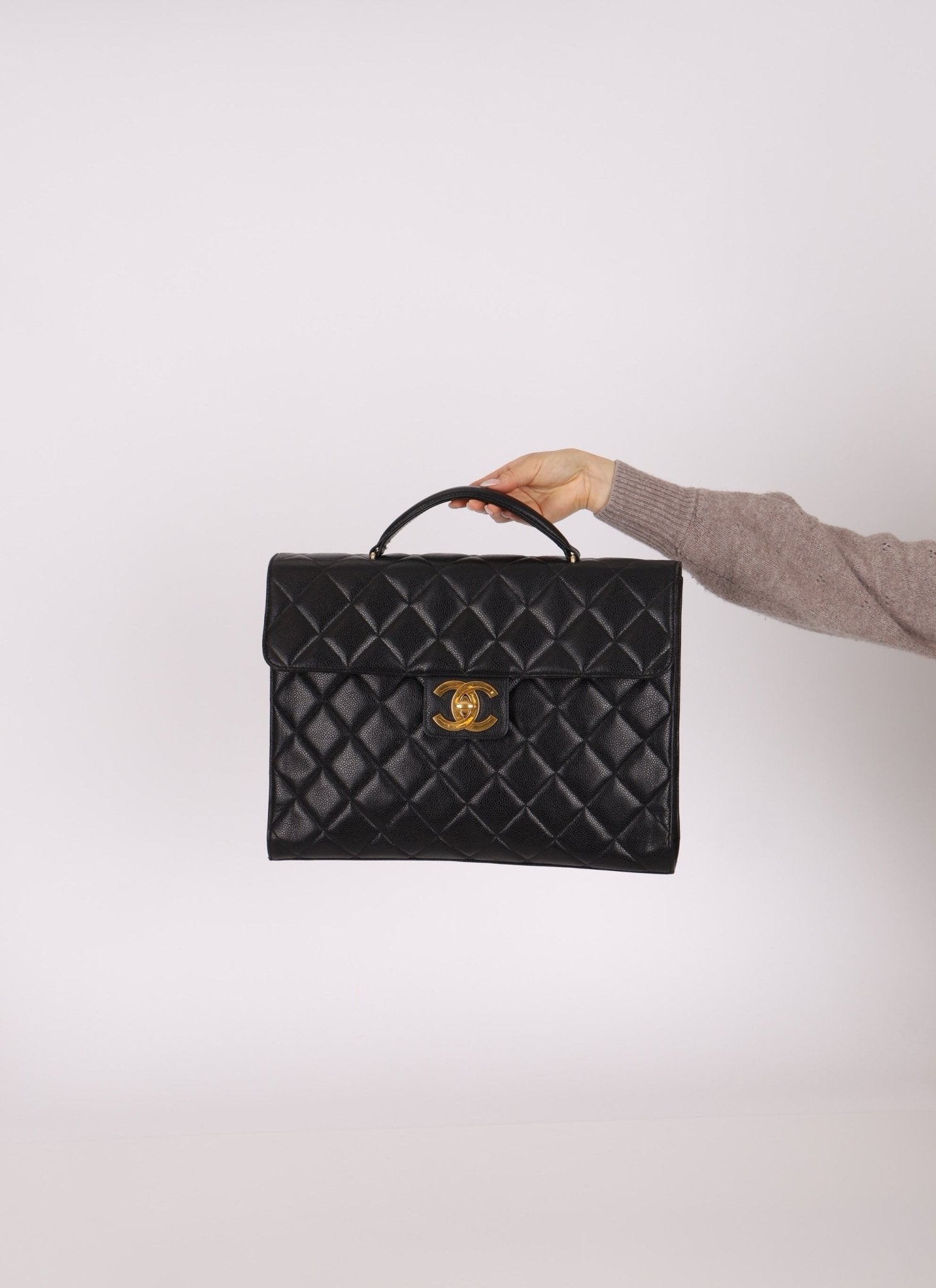 Chanel 1997 Caviar Large Turnlock Briefcase - FashioNica