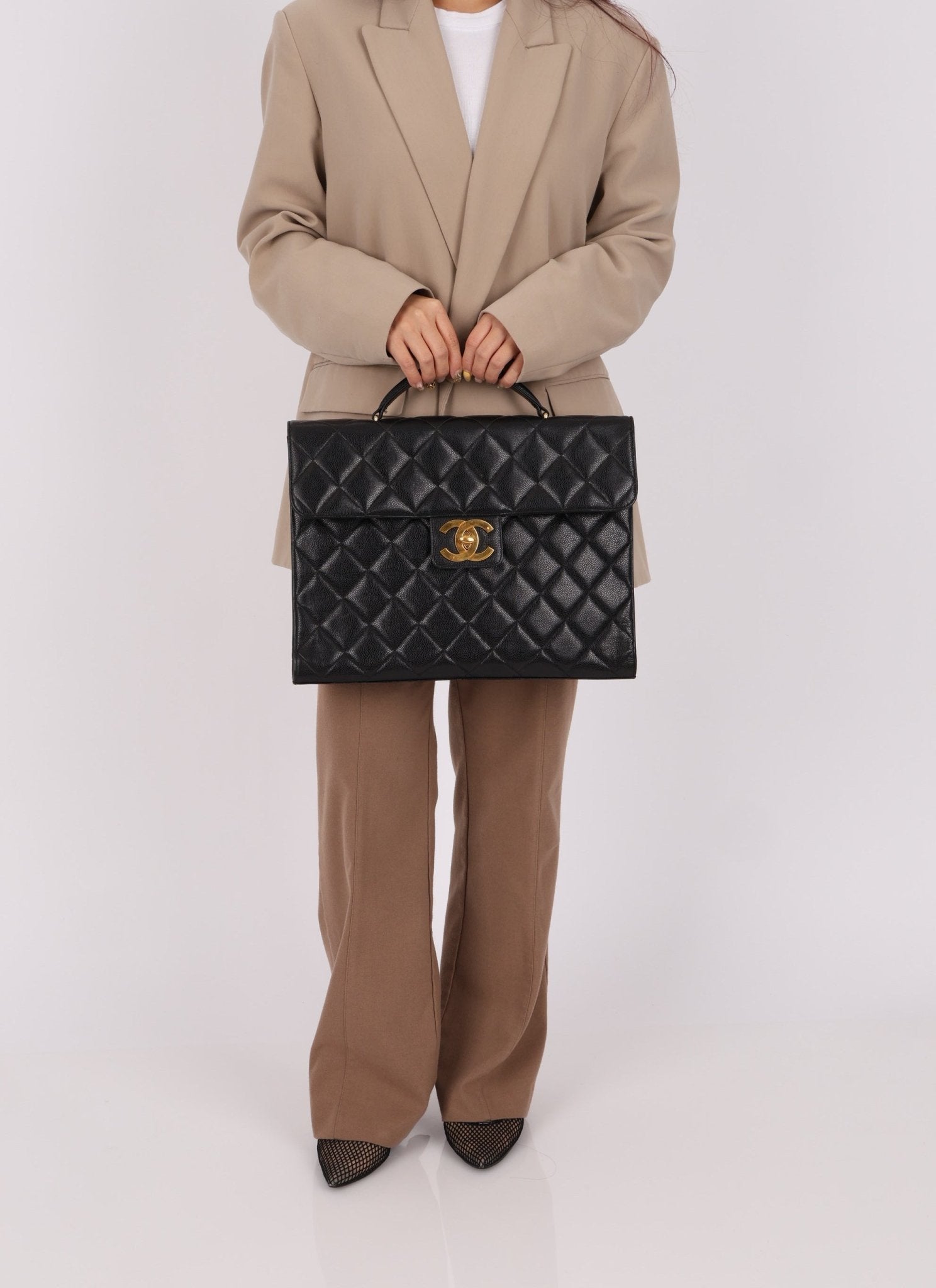 Chanel 1997 Caviar Large Turnlock Briefcase - FashioNica