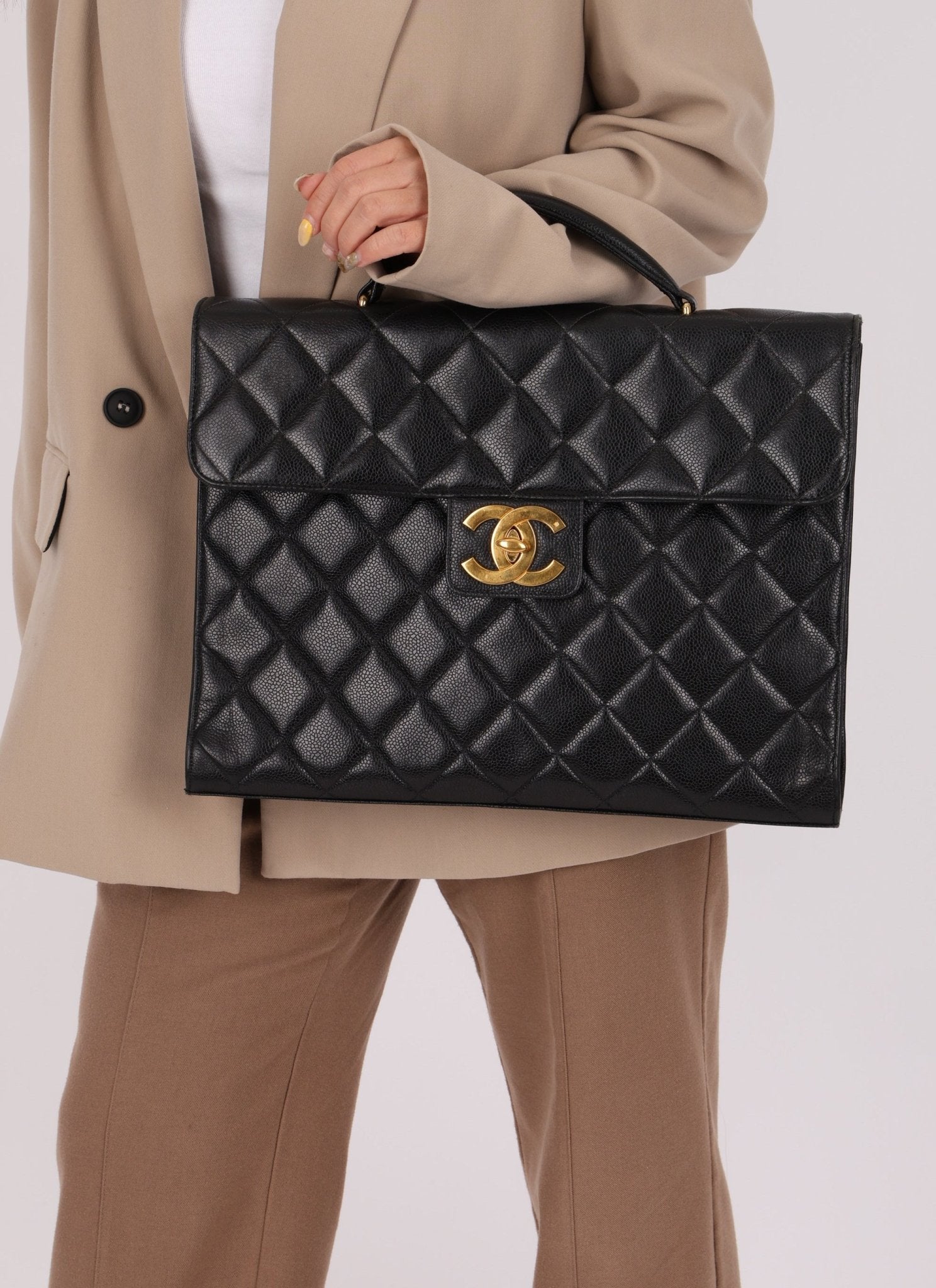Chanel 1997 Caviar Large Turnlock Briefcase - FashioNica