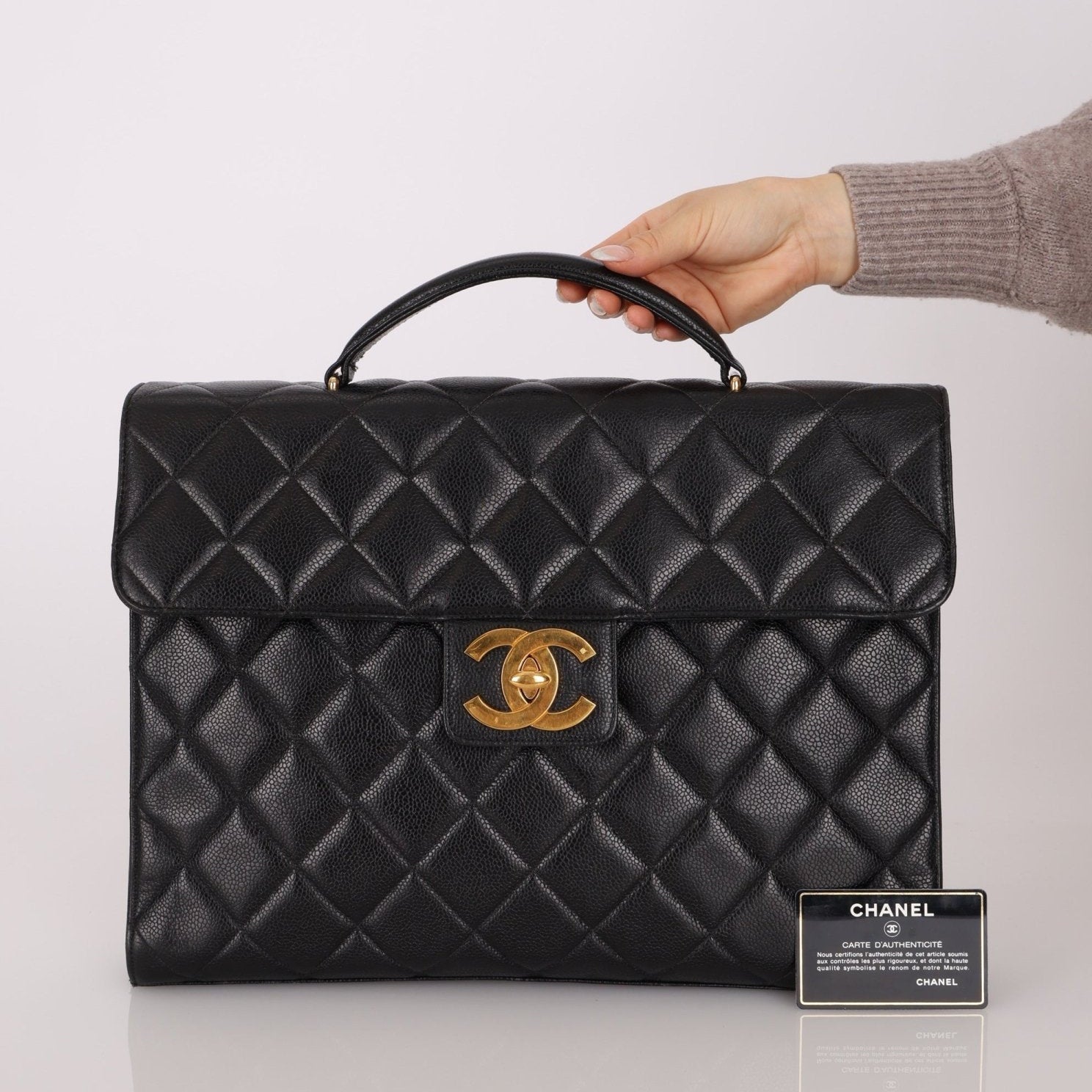 Chanel 1997 Caviar Large Turnlock Briefcase - FashioNica