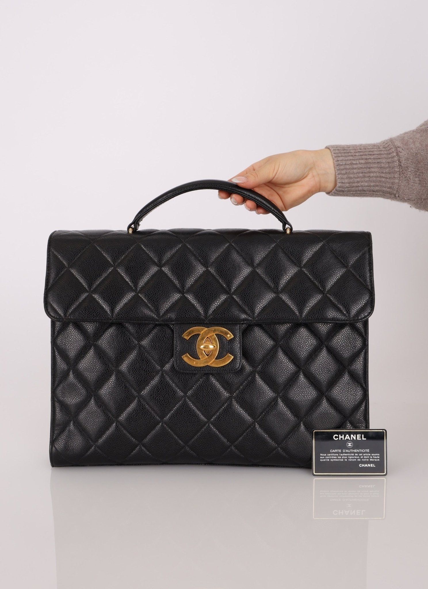 Chanel 1997 Caviar Large Turnlock Briefcase - FashioNica