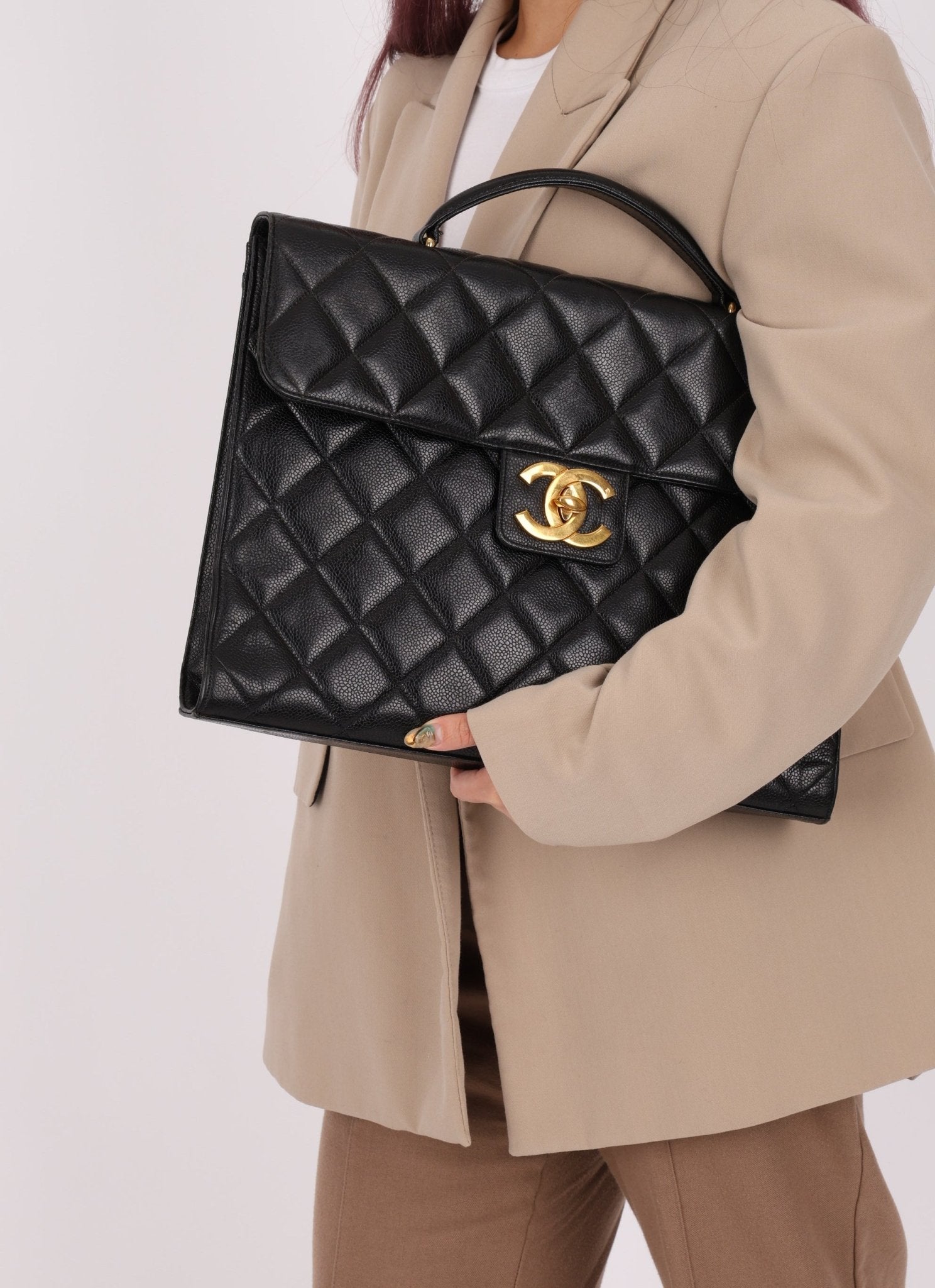 Chanel 1997 Caviar Large Turnlock Briefcase - FashioNica