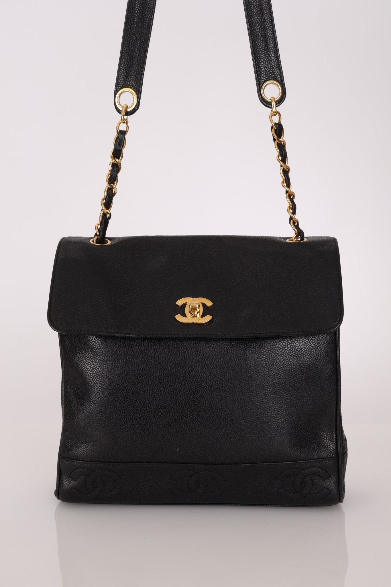 Chanel 1997 Caviar Triple CC Turnlock Tote - FashioNica