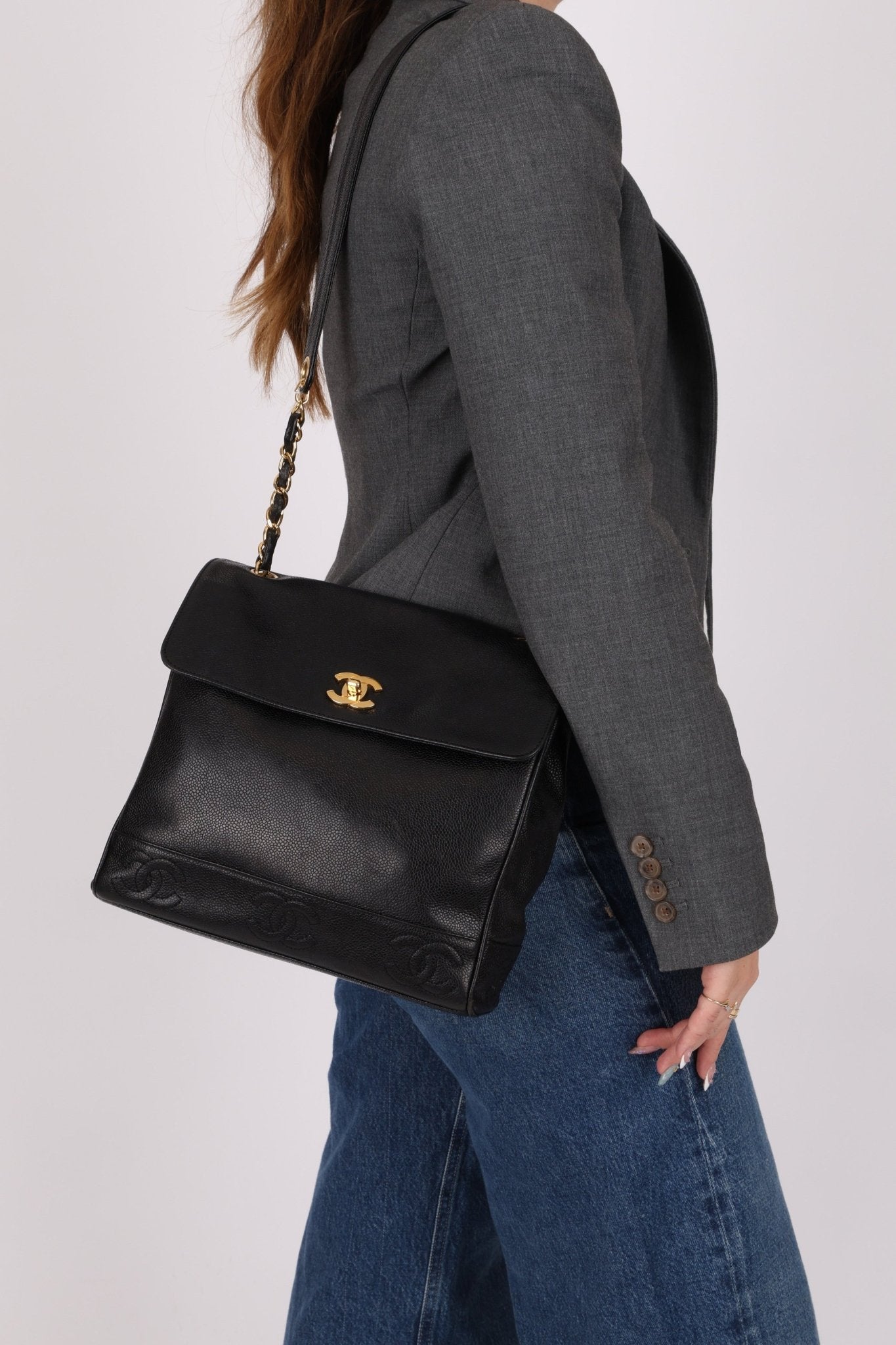 Chanel 1997 Caviar Triple CC Turnlock Tote - FashioNica