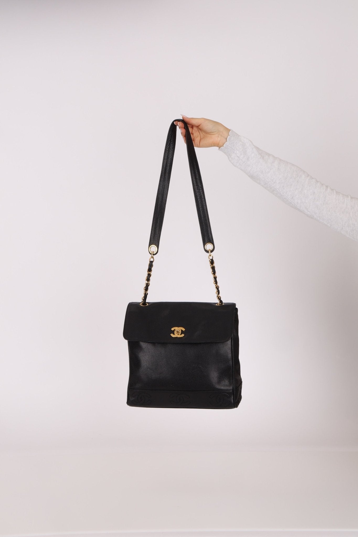 Chanel 1997 Caviar Triple CC Turnlock Tote - FashioNica