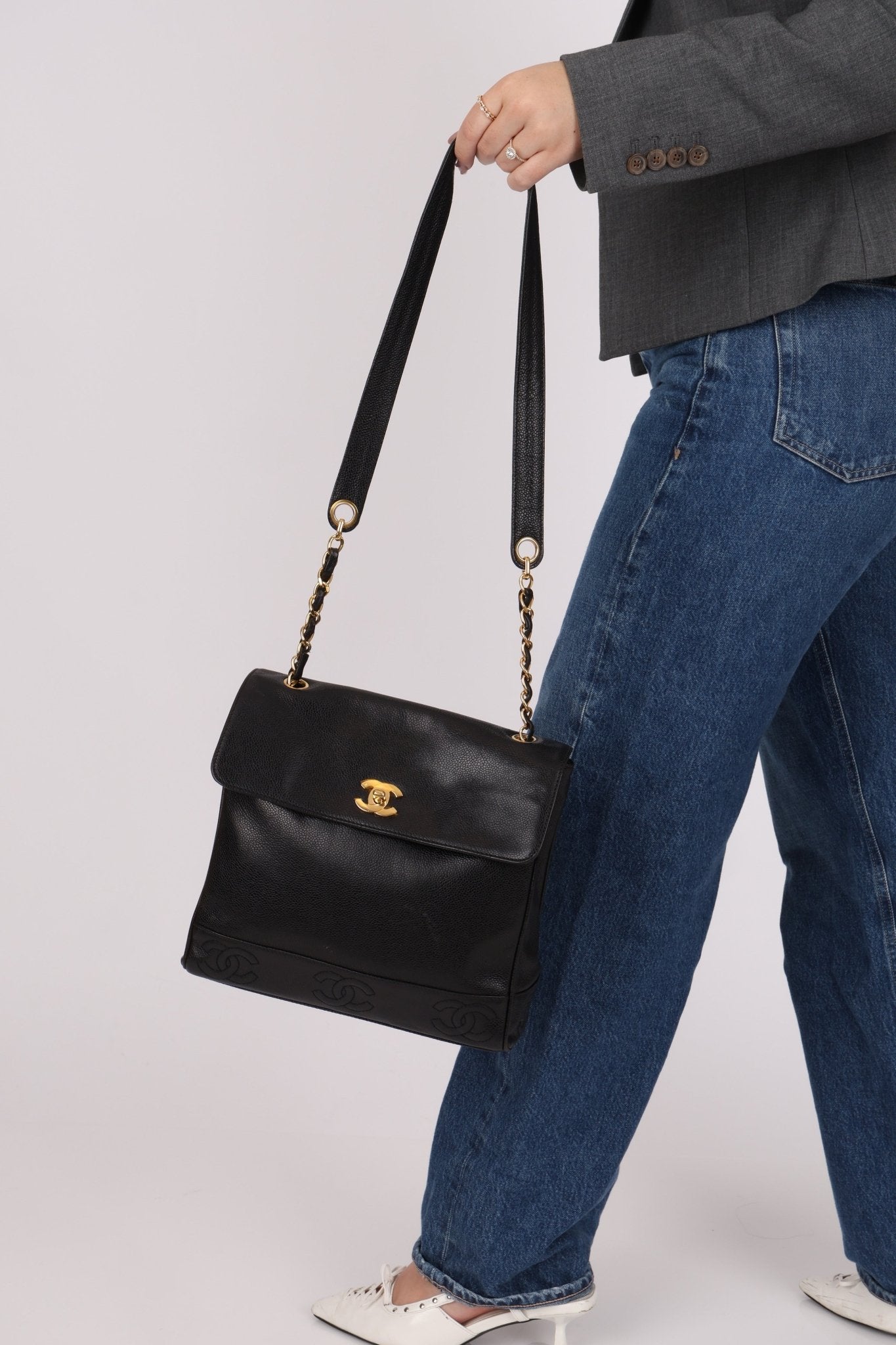 Chanel 1997 Caviar Triple CC Turnlock Tote - FashioNica