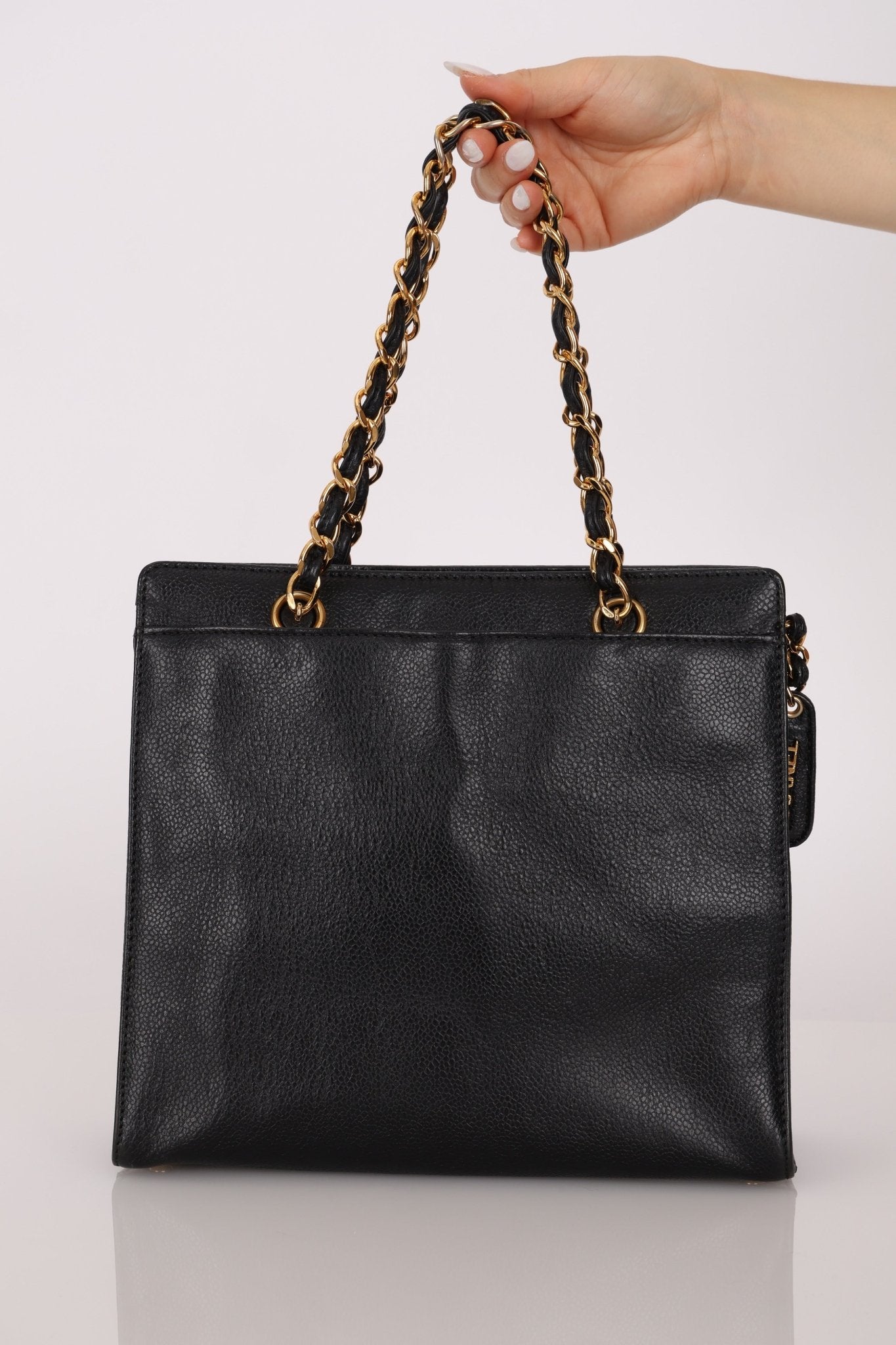 Chanel 1997 Caviar Turnlock North South Tote Bag 24k GP - FashioNica