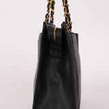 Chanel 1997 Caviar Turnlock North South Tote Bag 24k GP - FashioNica