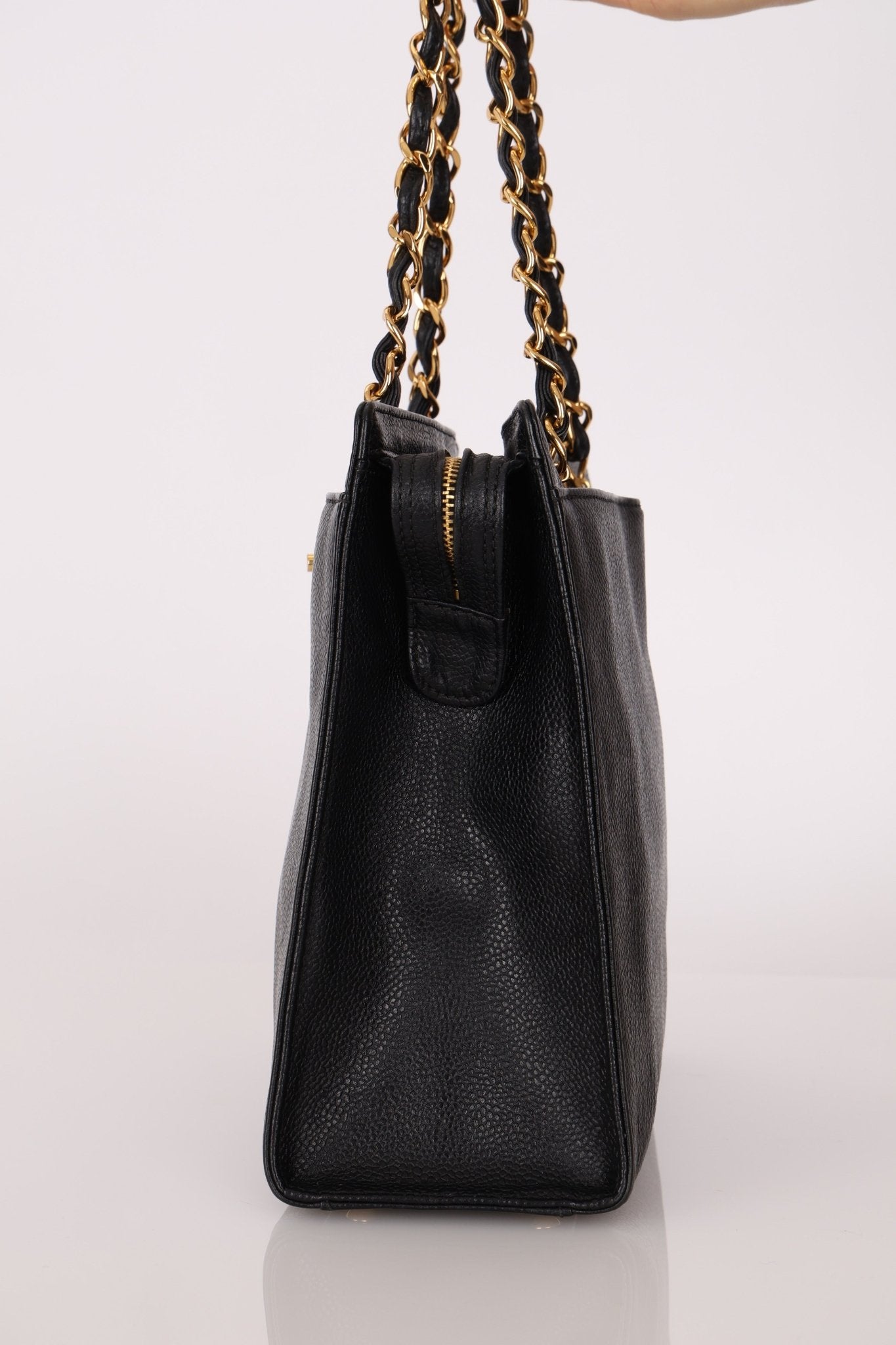 Chanel 1997 Caviar Turnlock North South Tote Bag 24k GP - FashioNica