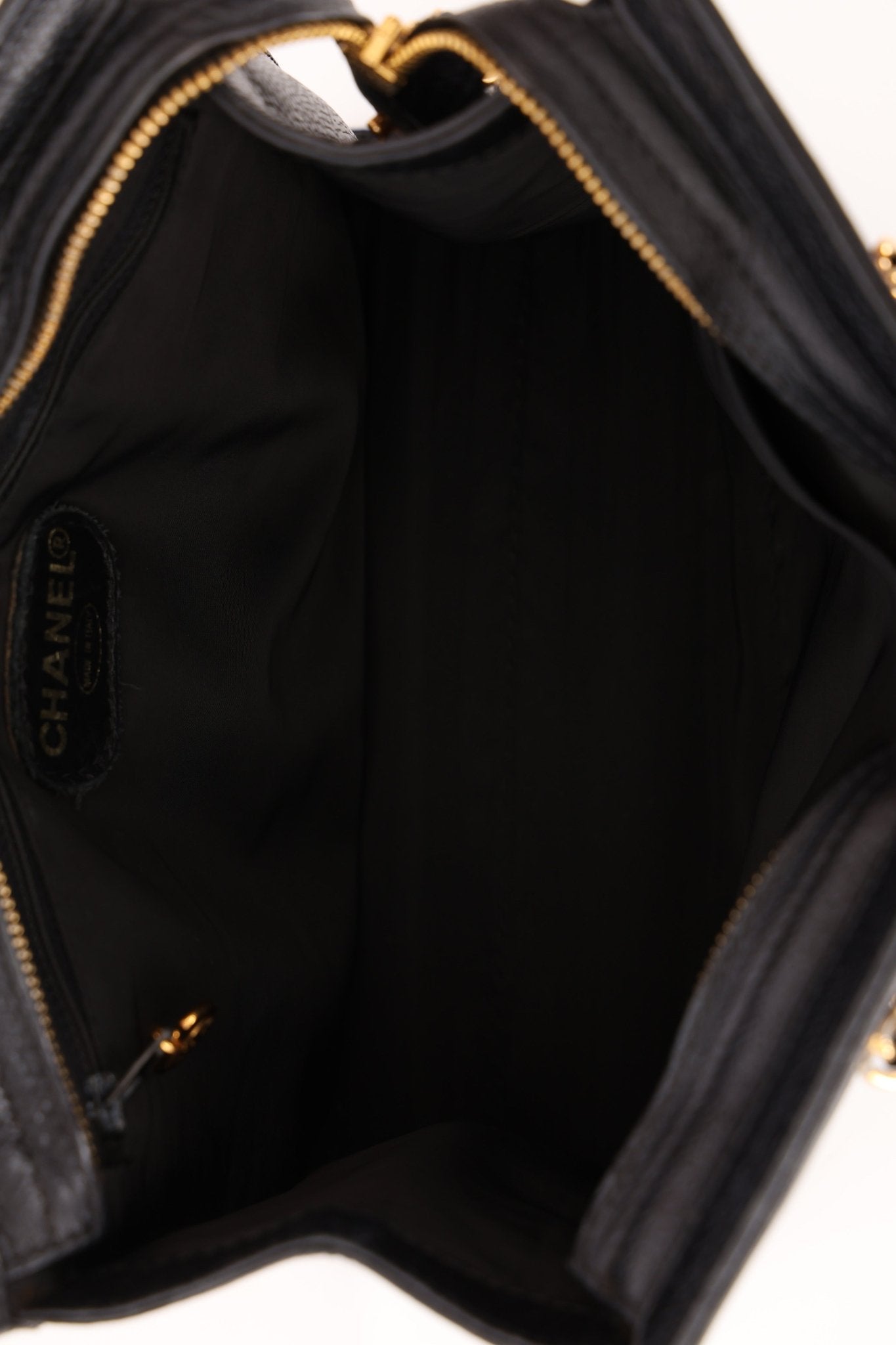 Chanel 1997 Caviar Turnlock North South Tote Bag 24k GP - FashioNica